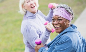 Two women smiling at the camera